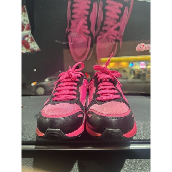 Sandro Flame Leather And Mesh Trainers Rose Fluo Hot Pink EU37 W7 M5.5 New W Box - Picture 6 of 7